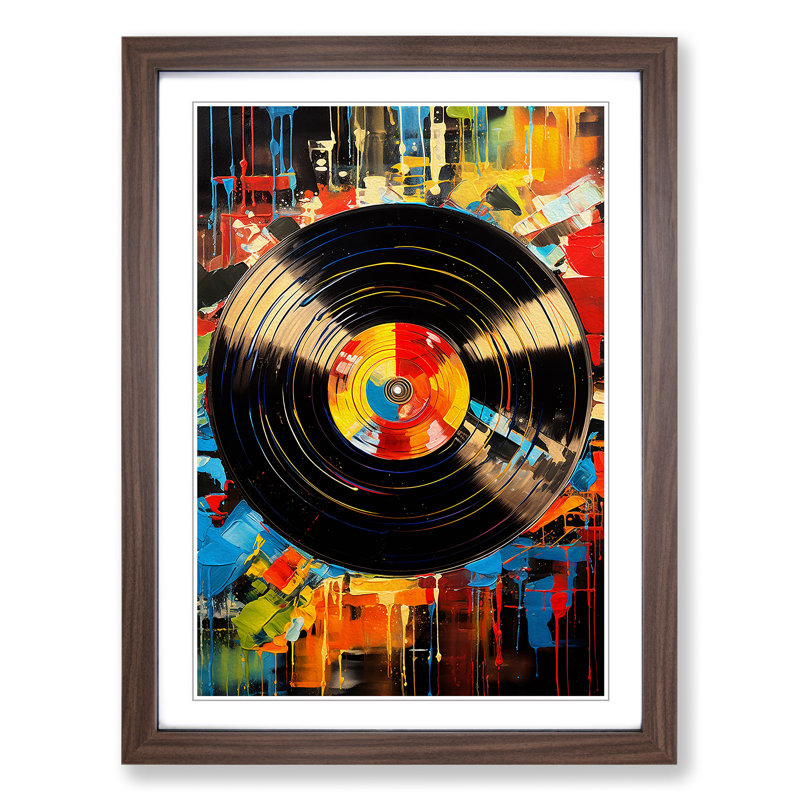 Vinyl Record Abstract No.3 - Framed Print, Walnut , 46cm H x 34cm W x 2cm D