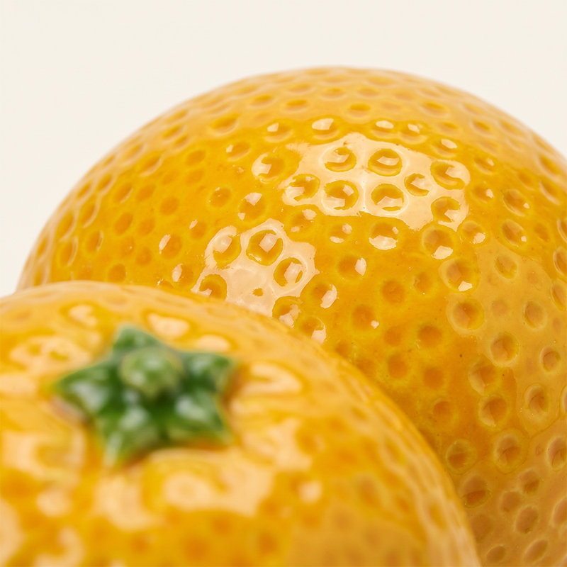 Ensemble de 2 porte-bougies en céramique de mandarine et de mandarine - Porte-bougie empilée réaliste pour table de salle à manger, buffet et décoration intérieure