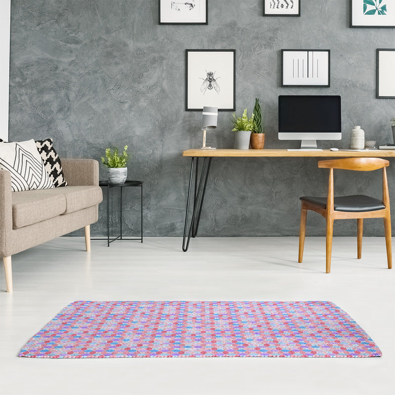 Tapis de zone rose en verre coloré, Rectangle 5 pi x 7 pi