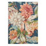 Sanderson Wool Floral Area Rug in Pink/Cream/Blue