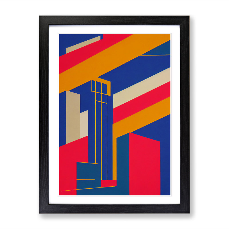Unique Abstract Architecture No.1 - Single Picture Frame Print, Black Framed, 64cm H x 46cm W x 2cm D