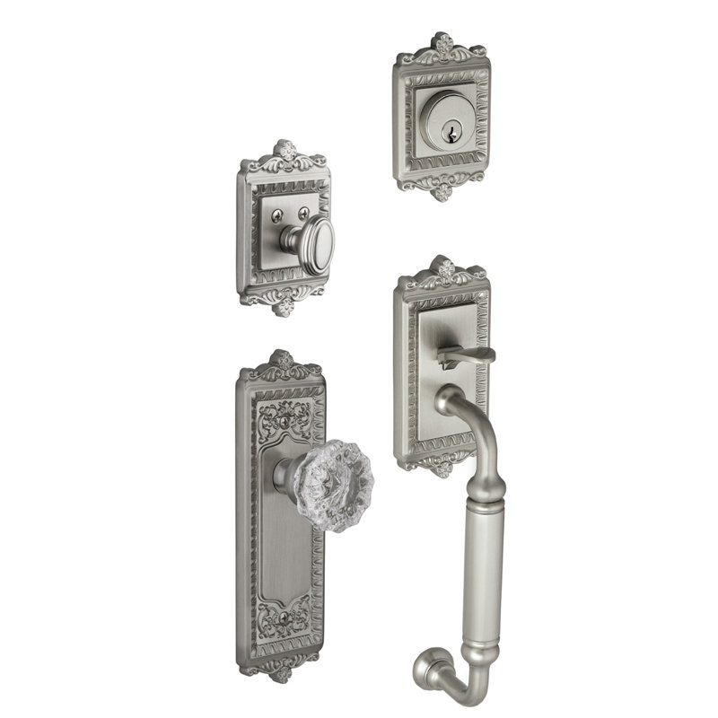 Windsor Handle With Knob And Deadbolt, Satin Nickel