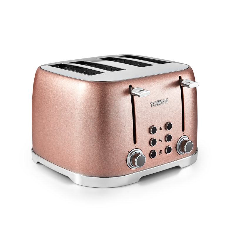 Tower T20030 Glitz Sparkle 4 Slice Toaster, 1600W, Black Sparkle, Pink