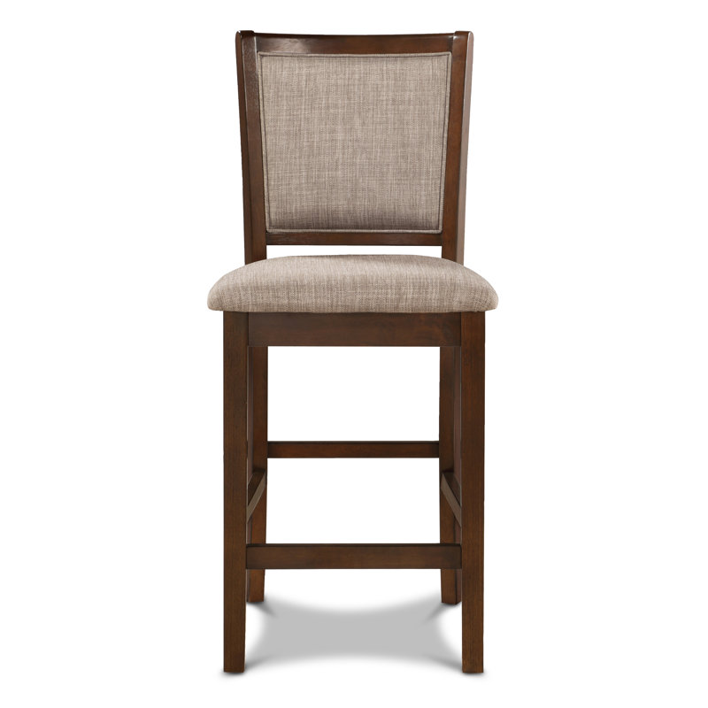 Transitional Cherry Brown 5-Piece Round Bistro Dining Set with Fabric Chairs