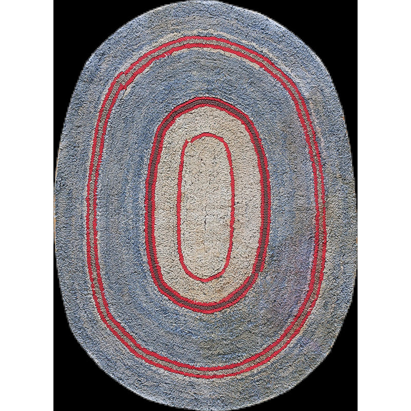 Petit tapis crocheté ovale antique