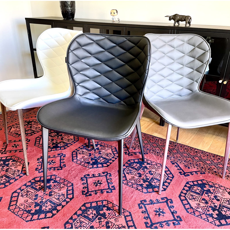 Stacia 18'' H Upholstered Metal Side Chair, Gray, Light Brown