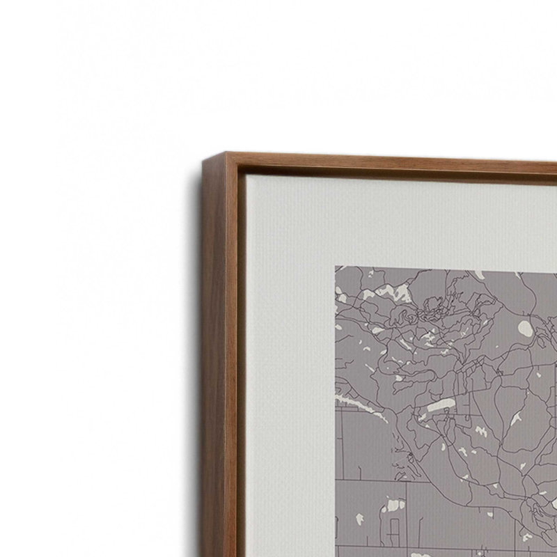 Ottawa Street Map, reproduction d'art sur toile, Cadre flottant en noyer, 12 po x 18 po