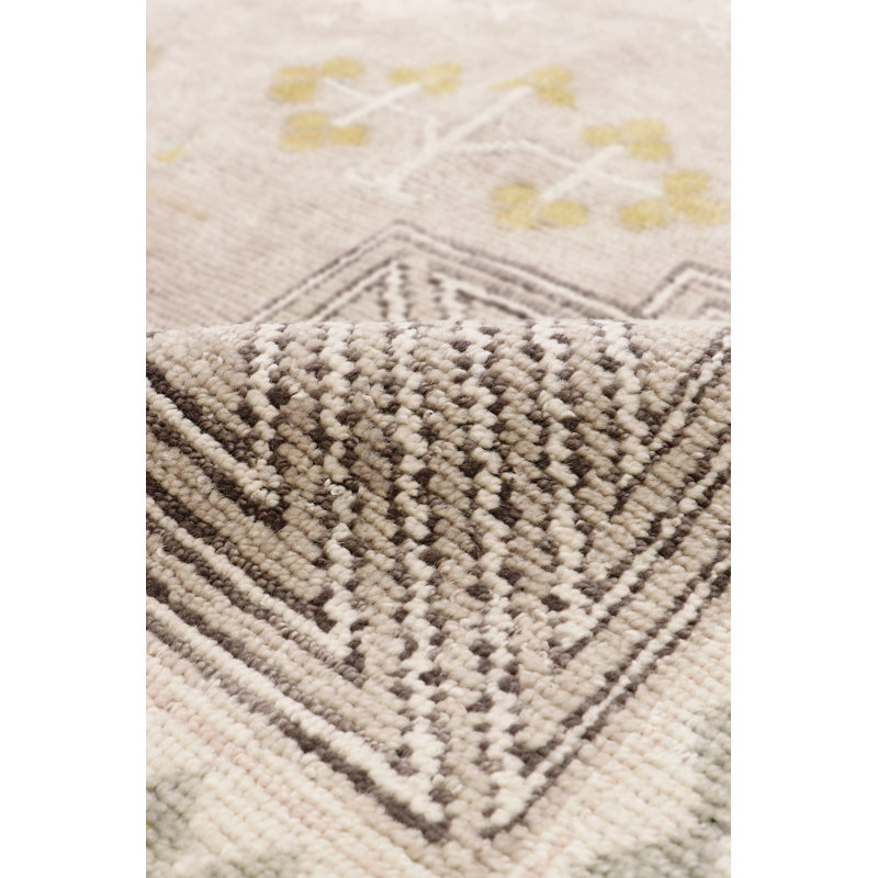 Tapis oriental en laine noué à la main brun clair / mauve / bleu Khotan, Rectangle 8 pi 1 po x 10 pi