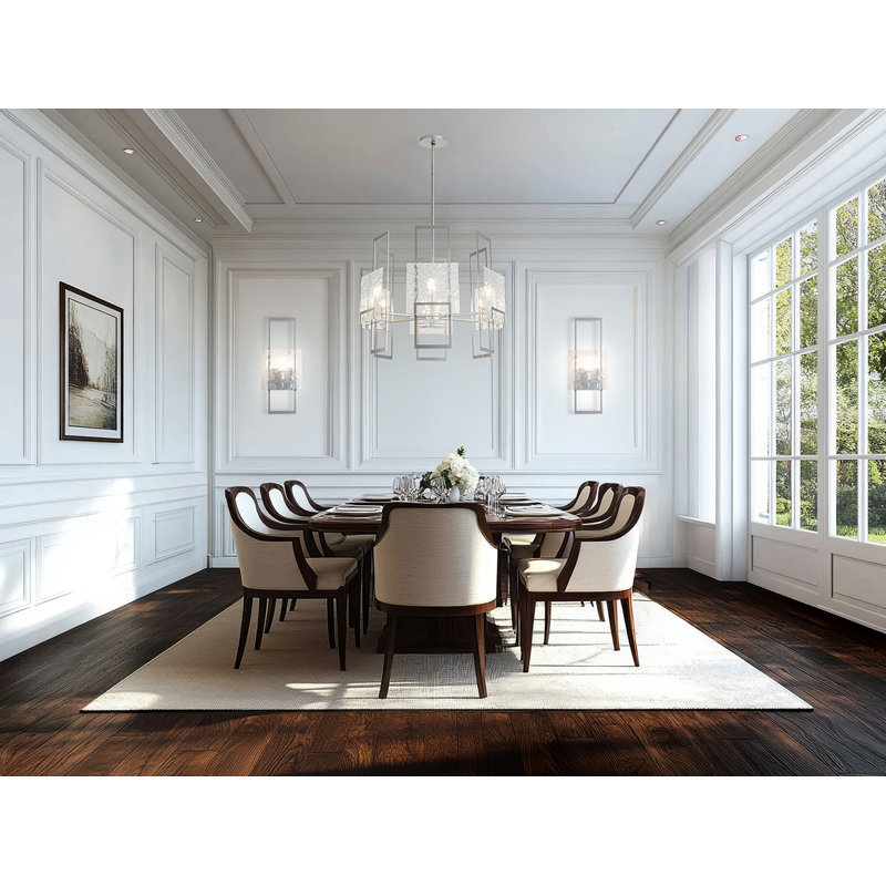 Geo Pendant - 6-Light - Vintage Platinum - Frosted Glass, White, Frosted Glass