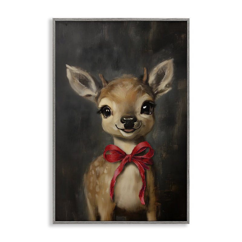 Giclée tachetée fauve avec nœud rouge, design par lettré et doublé, Estampe numérique Farmhouse, H 24 po x l 16 po