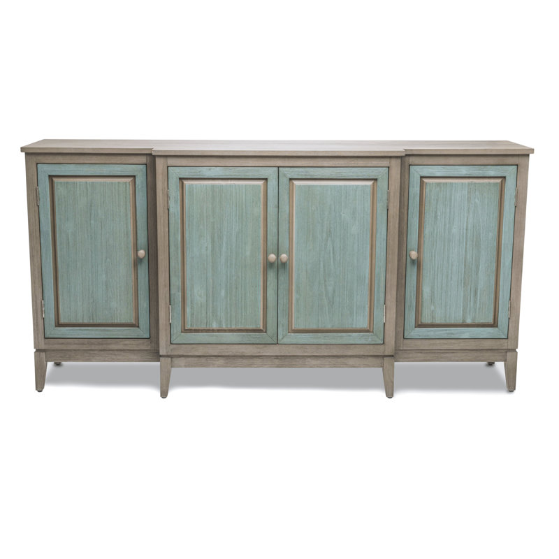Sanibel - 4-Door Credenza - Green, Grey Finish