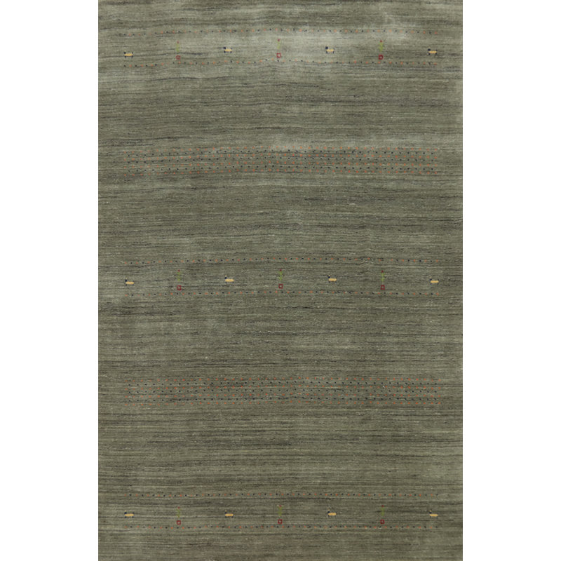 Tapis indien vert en laine vert 7 x 10