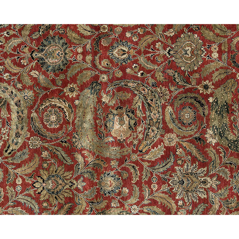 Tapis beige et rouge noué à la main de haute qualité