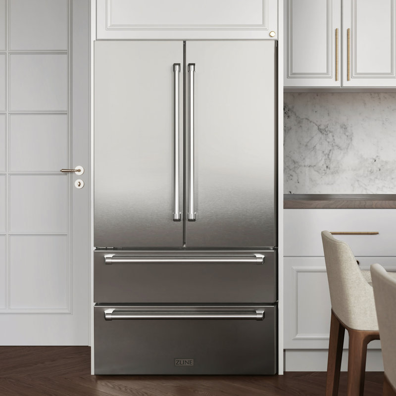 ZLINE 36" 22.5 cu. ft 4-Door French Door Refrigerator with Ice Maker, Stainless Steel