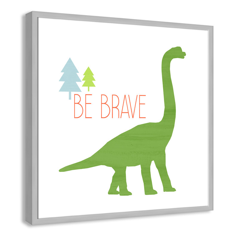 Dino Brave 1 ', art encadré, 26.5" H x 26.5" W x 1.18" D, Encadré de boîte argent