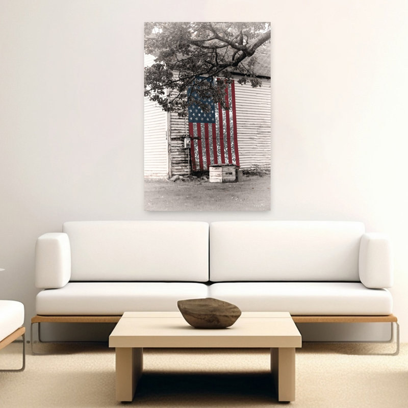 Drapeau de grange, art contemporain, H 60 po x l 40 po