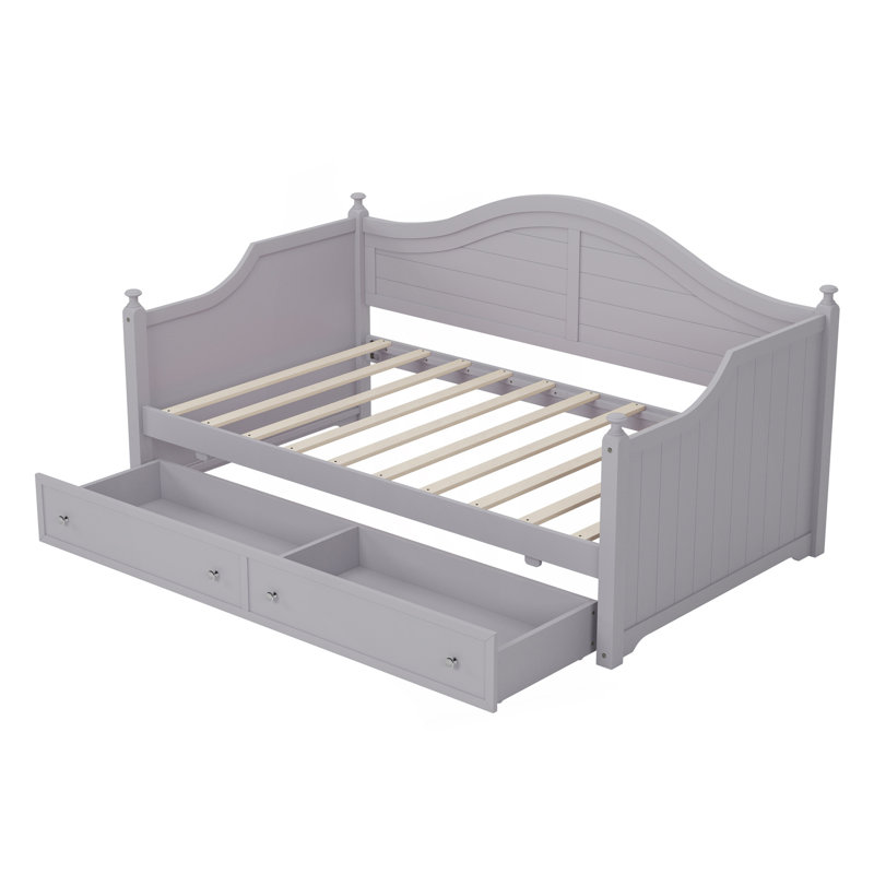 Lit de jour simple avec 2 tiroirs de rangement, canapé-lit avec main courante, lit de jour moderne