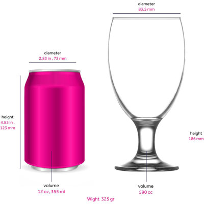 Lav Clear All Purpose Stemmed Drinking Glasses - 20.80 Oz (590 Ml) Set Of 4