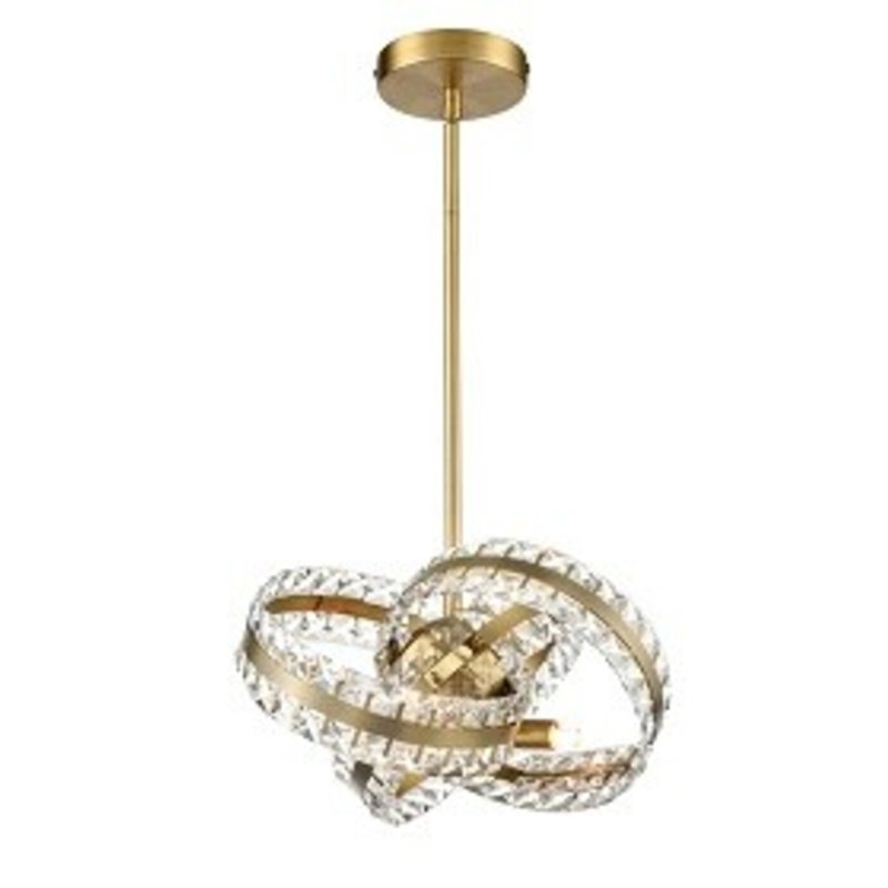 Lustre géométrique à 3 lumières Zinovie, Laiton vieilli