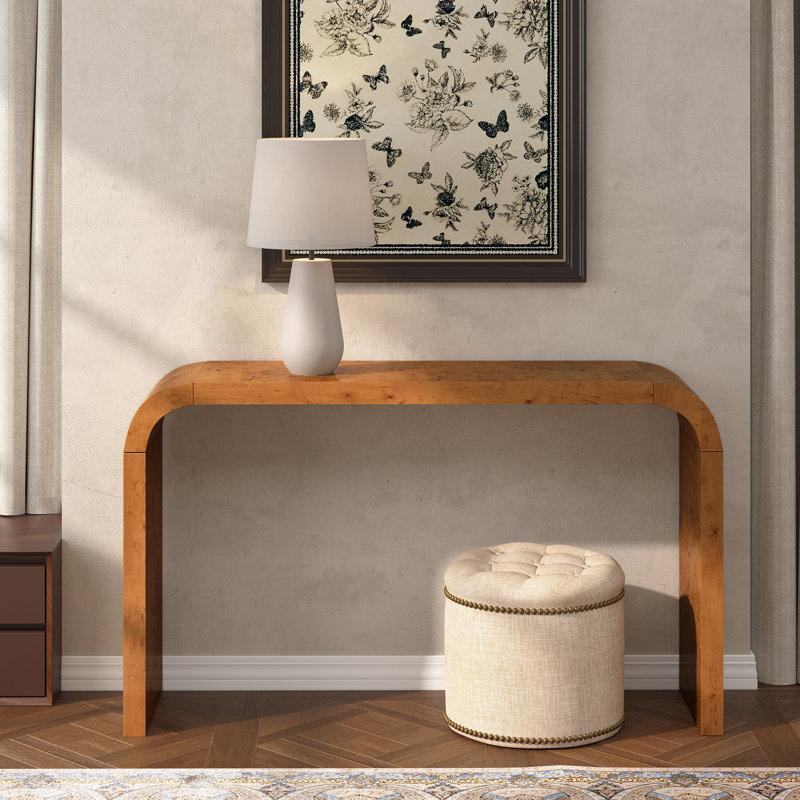 Shelmerdine 52" W Burlwood Console Table, Brown
