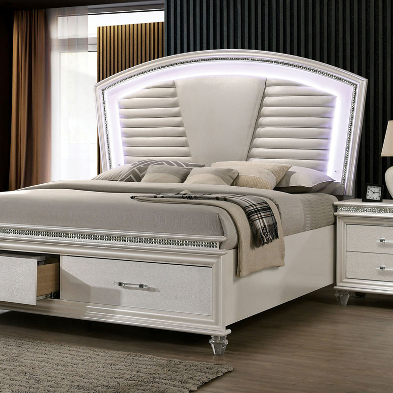 Craine Upholstered Storage Bed, King, White