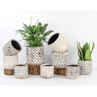 Pots de fleurs Salinas en céramique émaillée (lot de 4) - Intérieur/Extérieur