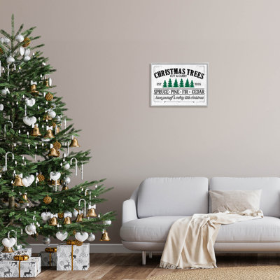 «Christmas Trees Vintage Sign» par lettré et doublé - art textuel sur bois
