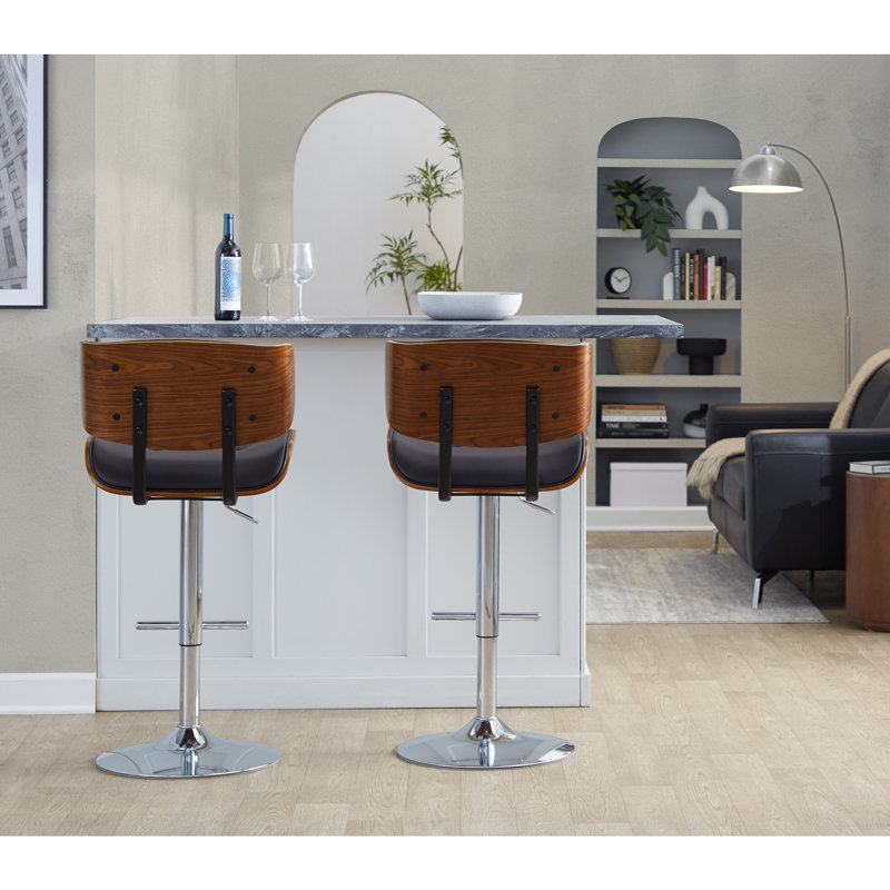 Tabouret de bar réglable avec pivot, Chrome chrome