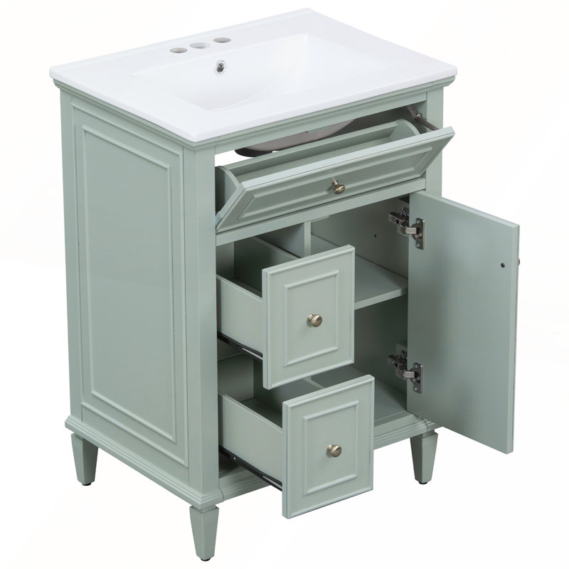 Meuble-lavabo 24 po avec lavabo, Vert clair