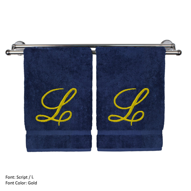 Super Plush Hand Towel, Navy/Gold, L