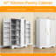 Armoire de rangement blanche autoportante de 47,4 po de hauteur, porte coulissante centrale et 2 portes à charnières latérales, tablettes réglables et supports de porte intérieure-132969232
