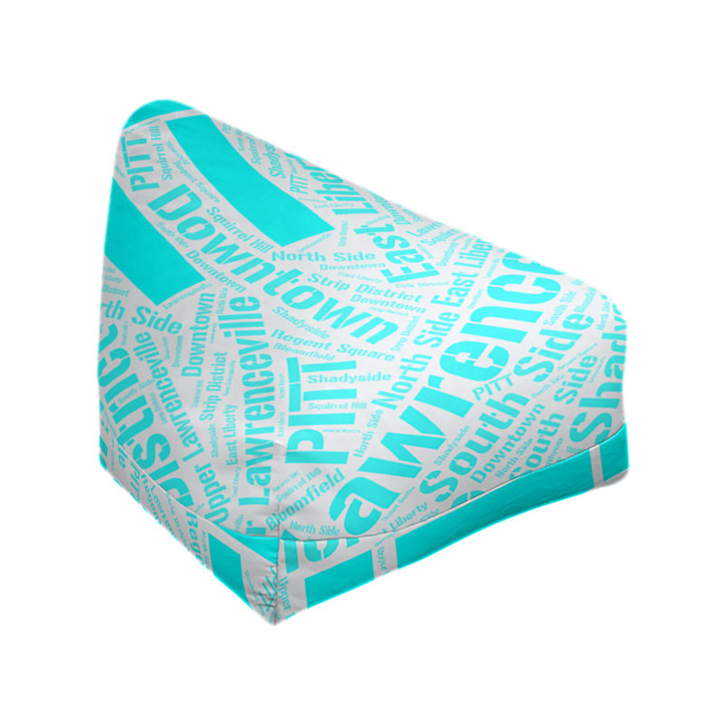 Classic Bean Bag, 42" H x 38" W x 29" D, Cyan Polyester Blend, Pittsburgh