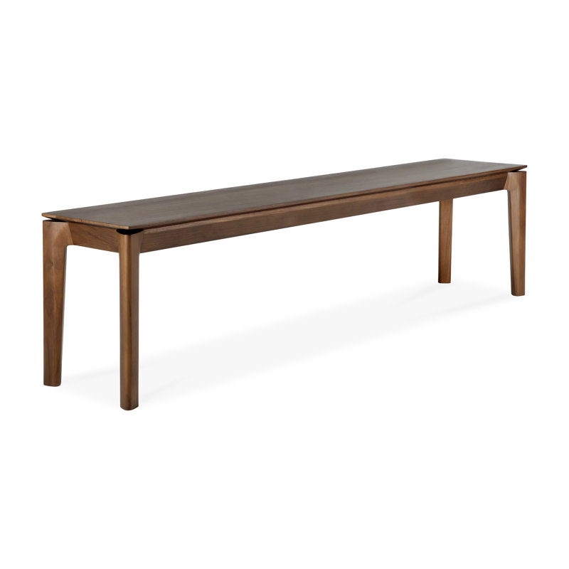 Bok Solid Wood Dining Bench, Varnished Teak, 18.1" H x 73.2" W x 13.8" D