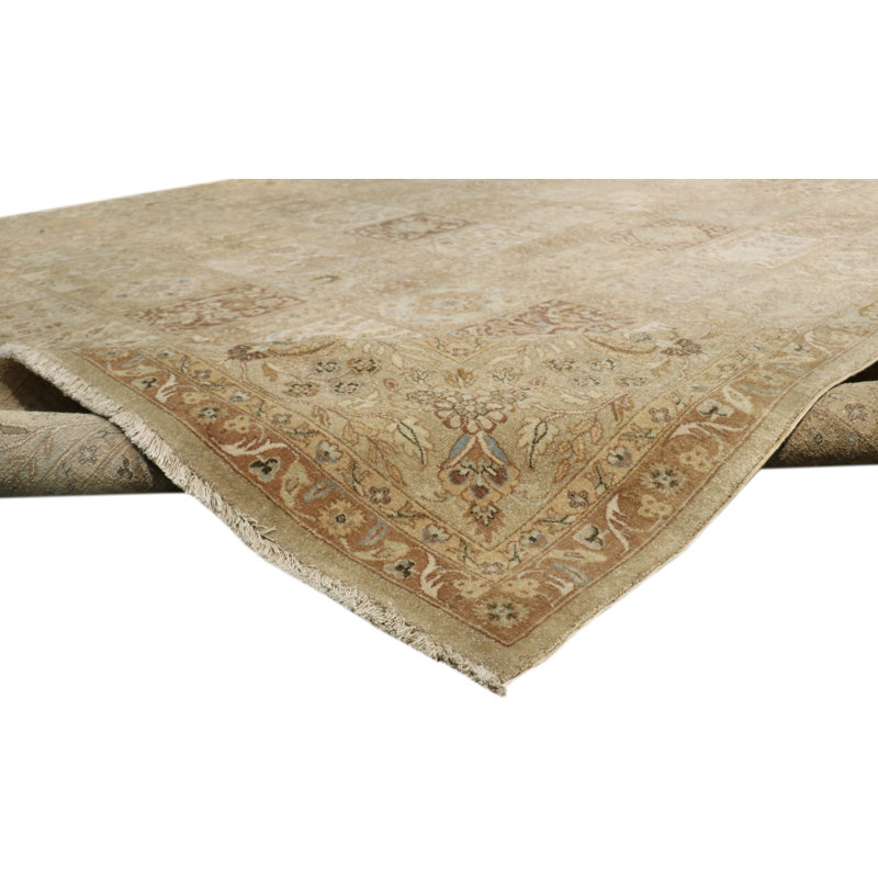 Baku Hand Knotted Wool Oriental Area Rug in Brown/Khaki/Beige