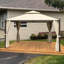 Pavillon de jardin de 10 pi x 12 pi, combinant rideaux, acier et divertissement extérieur avec beige