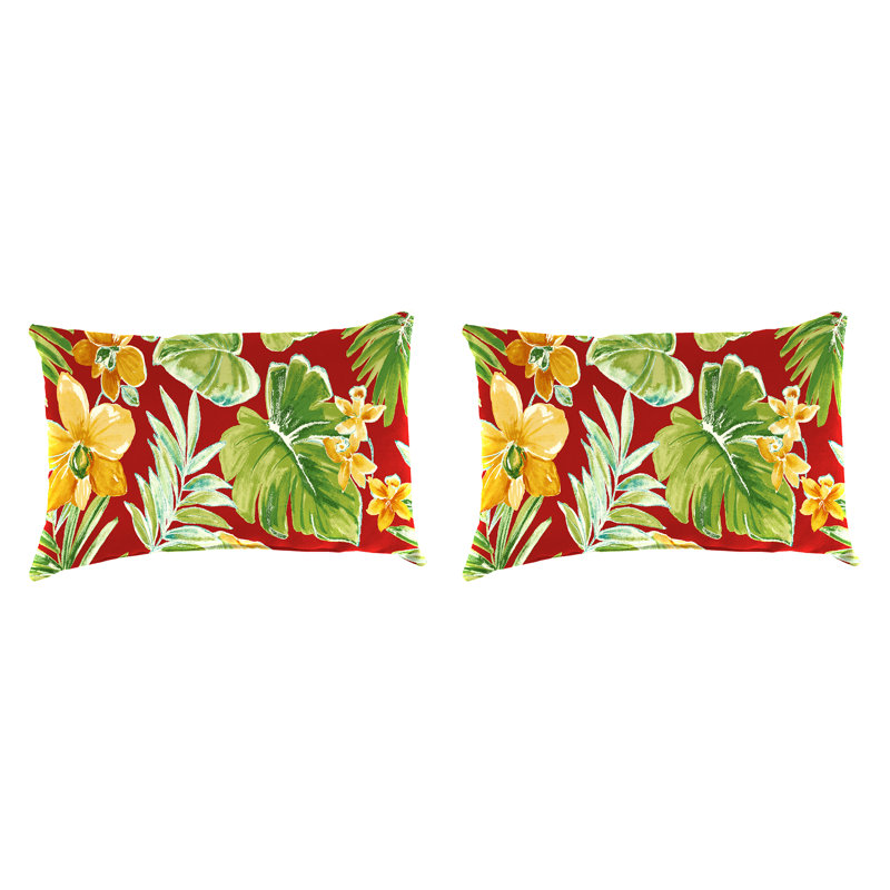 18" x 12" Outdoor Lumbar Throw Pillow (Set of 2), Beachcrest Poppy