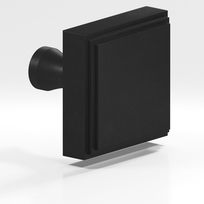 Poignée d'armoire carrée avec poteau évasé, Noir satiné mat, L 1 po x l 1 po