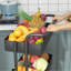 Chariot roulant à 3 niveaux, chariot de rangement multifonctionnel pour bureau, salon, cuisine, buanderie, noir