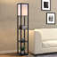 Yvonne 3-Tier Floor Lamp with Shelves and Storage Single Light Black
