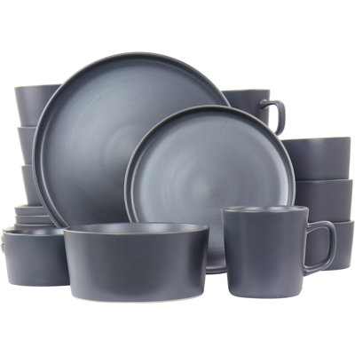 Ensemble 20 pièces de vaisselle en grès mat - Assiettes, bols et tasses ronds modernes