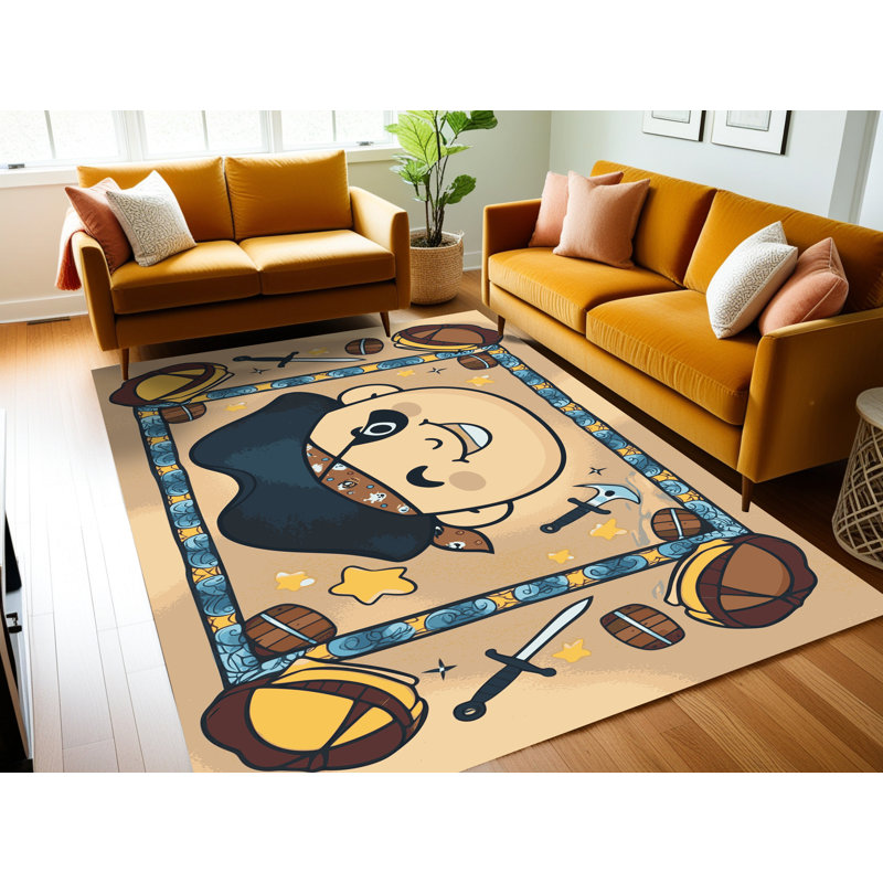 Tapis lavable pour enfant Dakota Fields Pirates Ocean_Pir027, Rectangulaire 3 pi x 5 pi
