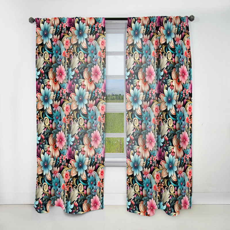 Vintage Paisley Floral Flightiness II - Glam Curtain - Velvet Room Darkening - 1 panel, 52" W x 108" L