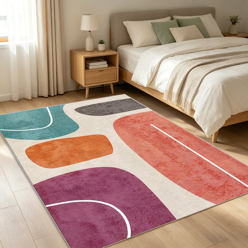 Coral Teal Abstract Shapes carpet-easy to clean, machine-washable, soft and comfortable; suitable for door mats, kitchens, living rooms, bedrooms, corridors, and laundry areas. Easy to clean, durable carpet for home decoration.