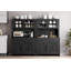 Armoire de cuisine spacieuse avec support pour micro-ondes, tablettes réglables et portes en verre-129420168