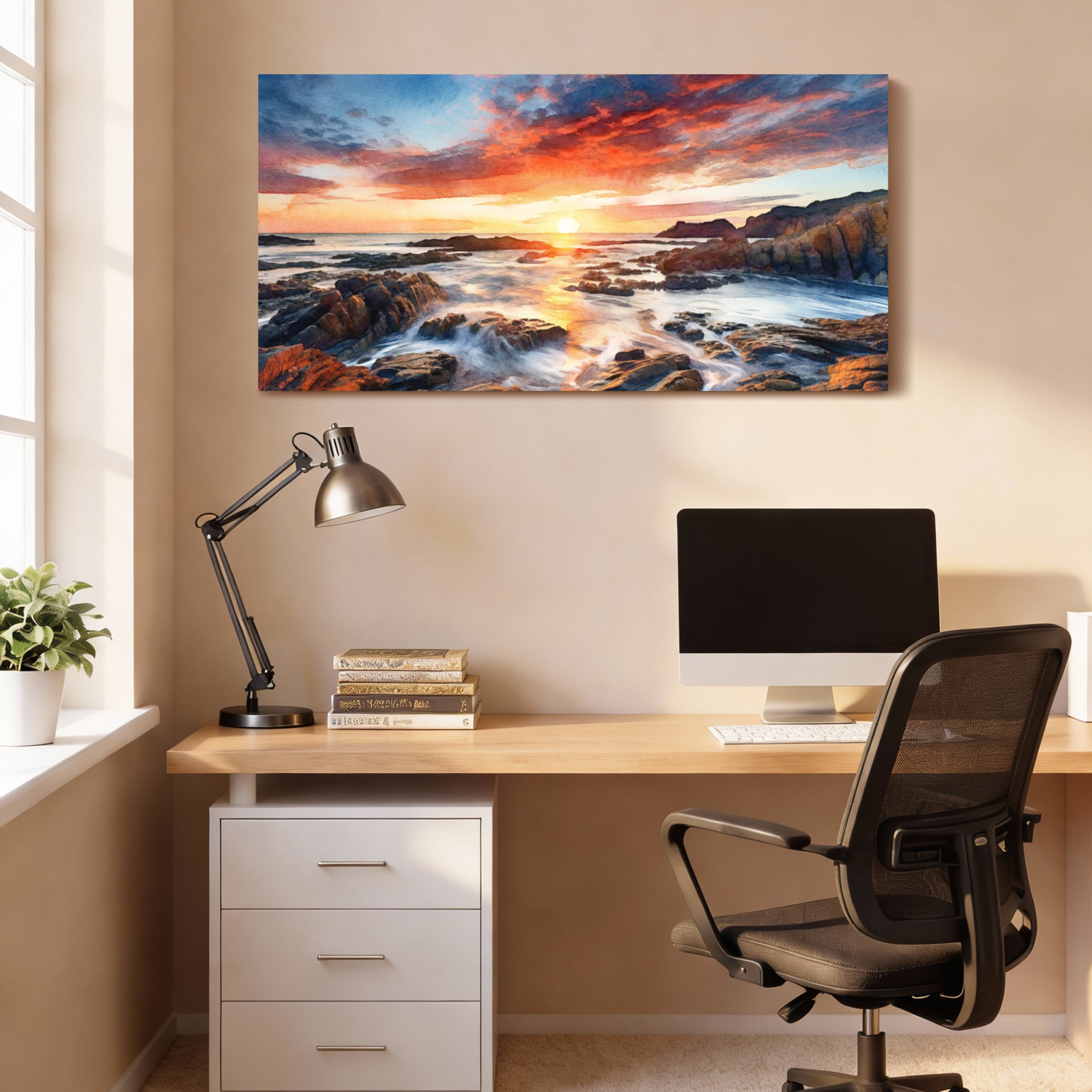 Winston Porter Ocean Sunset Landscape Canvas Wrapped Wall Art Oil ...