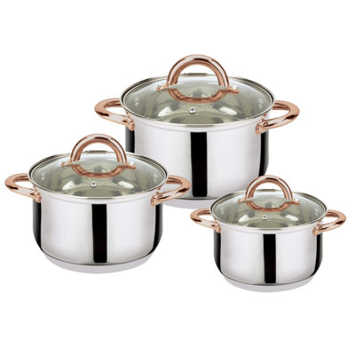 Ensemble de casseroles et couvercles en acier inoxydable 6 pièces
