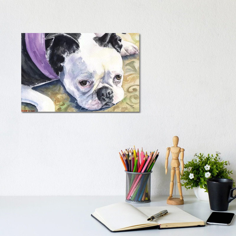 Boston Terrier by George Dyachenko - Wrapped Canvas Painting, 20.32 cm H x 30.48 cm W