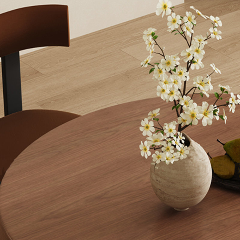 Multilayer solid board round dining table set, Brown, Brown, 29.53"H x 47.24"L x 47.24"W