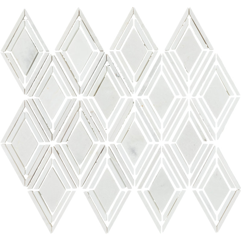 Carreau de mosaïque murale en pierre naturelle 12 po x 12 po, Blanc