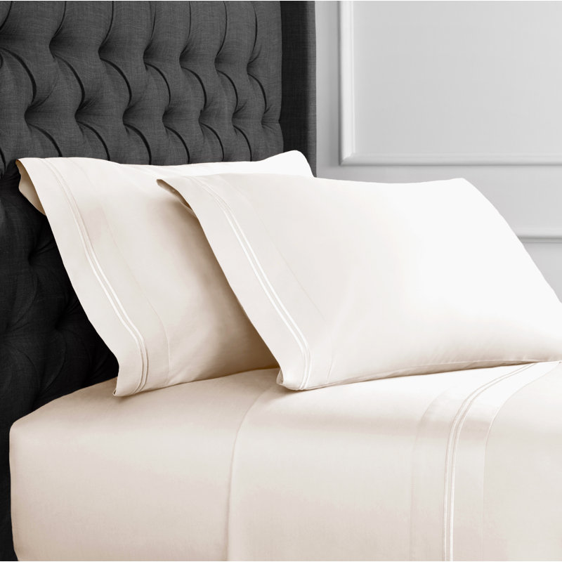 Benin Embroidered 1000 Thread Count 55% Cotton / 45% Polyester Sheet Set, Gray